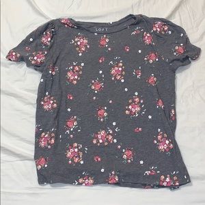 Loft floral t shirt with puffed sleeves